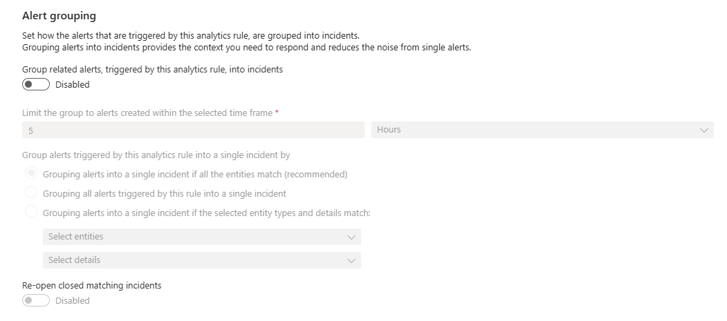 Analytic Rule Alert Grouping