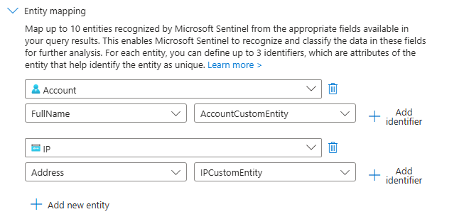 Analytic Rule Entity Mapping Example
