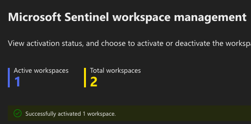 XDR Managed Workspace Activiated