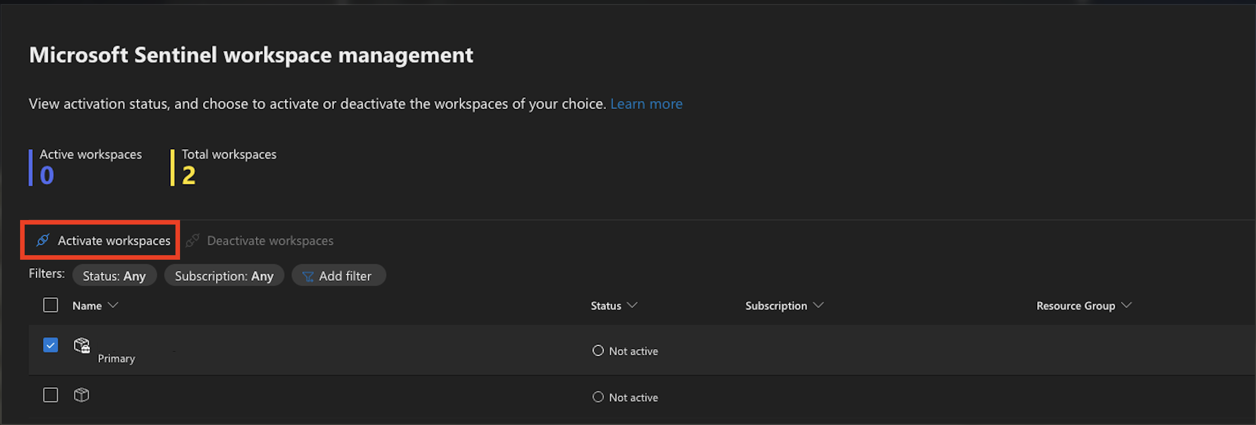 XDR Managed Sentienl Workspaces