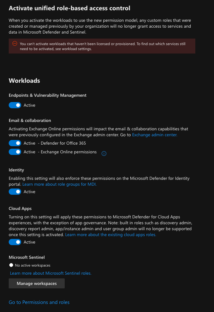 XDR Unifed Permissions and Roles